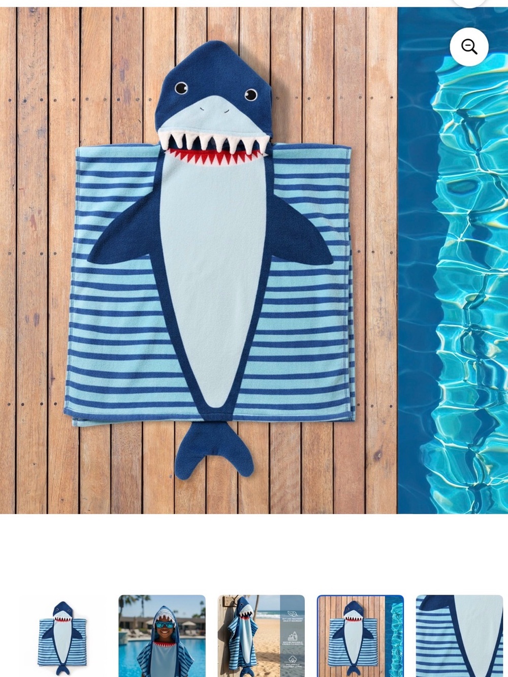 Mainstays Shark Hooded Beach Towel 24” x 48”
